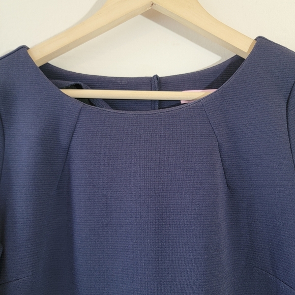 Lilly Pulitzer Charlene Shift Dress S Navy Blue Textured 3/4 Sleeve Minimalist - Picture 3 of 12